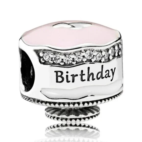 Pandora Retired Sterling Silver Happy Birthday Cake with Mixed Enamel 792061enmx - Picture 1 of 6